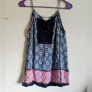 Solitaire Navy and Pink Geometric Camisole